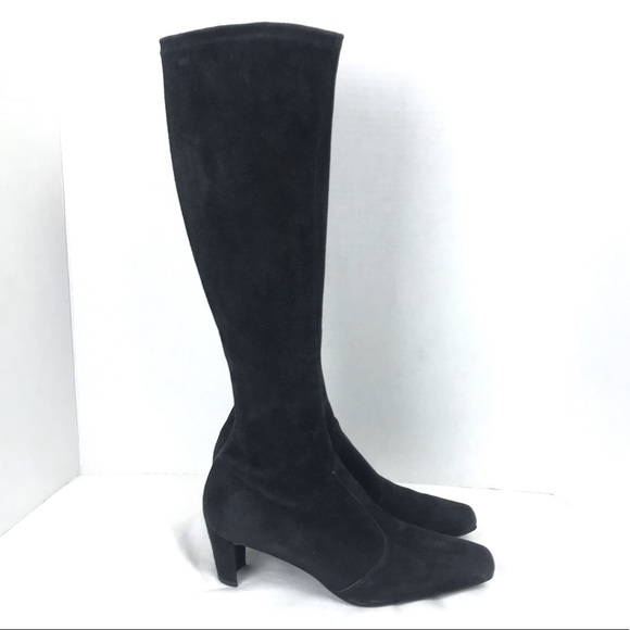 Stuart Weitzman Shoes - Stuart Weitzman Black Suede Square Toe Boots 5.5
